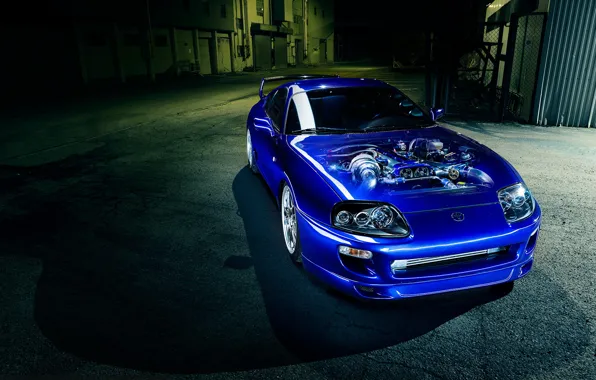 Картинка car, двигатель, синяя, toyota supra