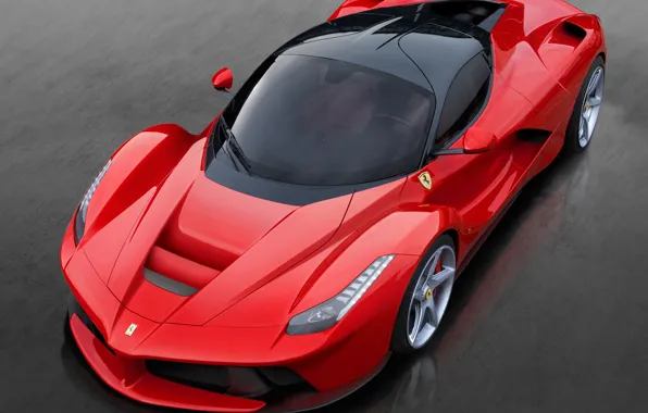 Картинка машина, фары, Ferrari, red, ракурс, передок, 2013, LaFerrari