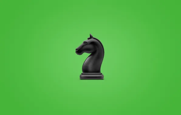 Картинка конь, минимализм, шахматы, chess, horse, зеленоватый фон
