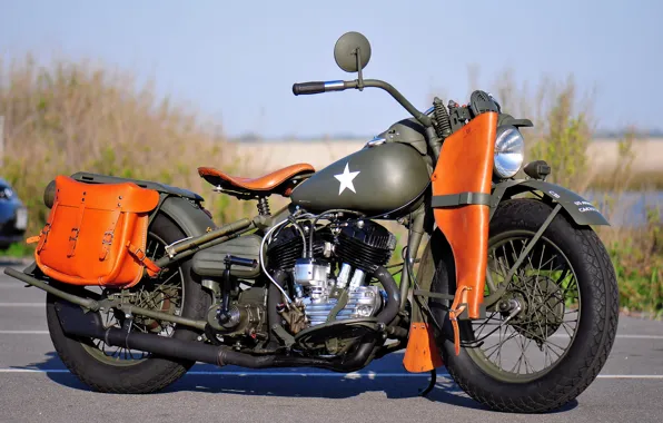Картинка модель, войны, мотоцикл, военный, Harley-Davidson, мировой, Второй, времён, 1942г., WLA