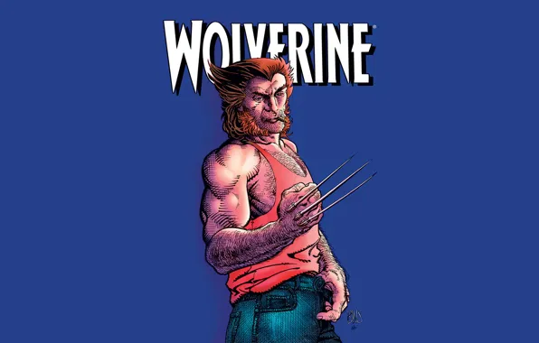 Картинка фон, джинсы, майка, когти, сигара, Росомаха, Логан, Wolverine, Logan, комикс, MARVEL Comics