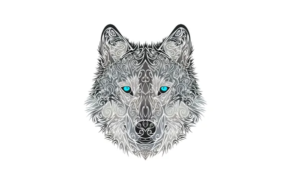 Картинка морда, стиль, волк, собака, голова, wolf