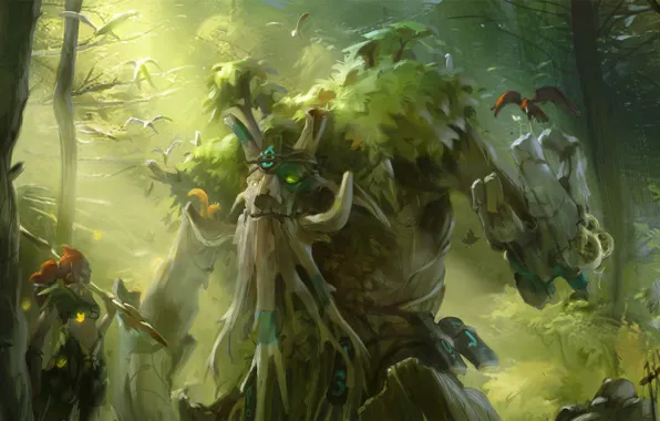 Картинка green, forest, tree, valve, dota 2, enchantress, treant protector