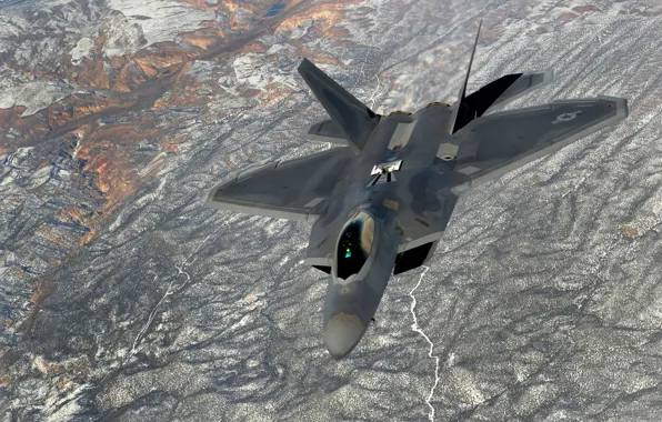 Картинка истребитель, F-22, Raptor, многоцелевой