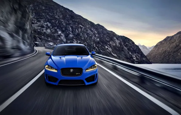 Картинка Jaguar, Авто, Синий, Капот, Седан, Фары, XFR-S