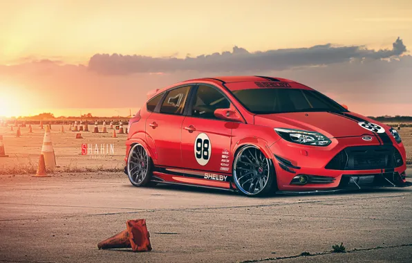 Картинка Ford, Shelby, Red, Car, Focus, Front, Sun, Tuning