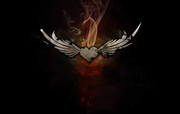 Картинка Сердце, Дым, Крылья