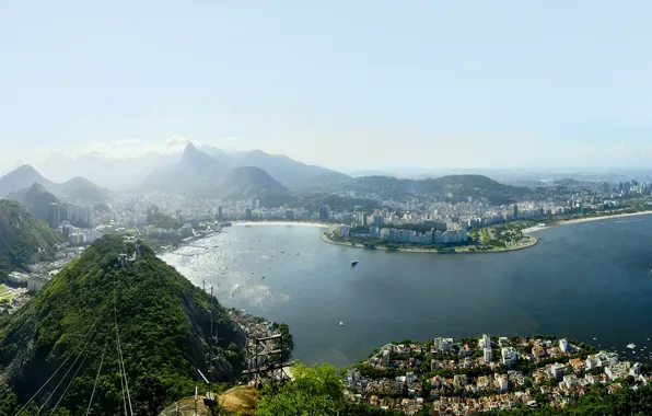 Картинка небо, облака, город, фото, движение, океан, бухта, небоскребы, wallpapers, высотки, brasil, Rio de Janeiro, рио-де-жанейро, …