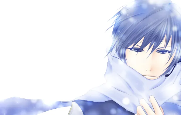 Картинка снег, шарф, парень, Vocaloid, Kaito