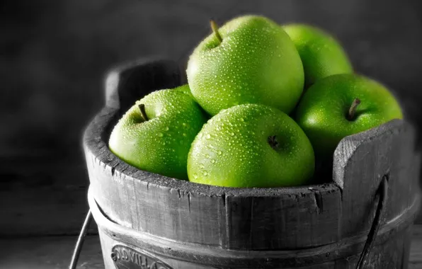 Картинка капли, макро, фото, яблоки, зеленые, фрукты, картинка, витамины