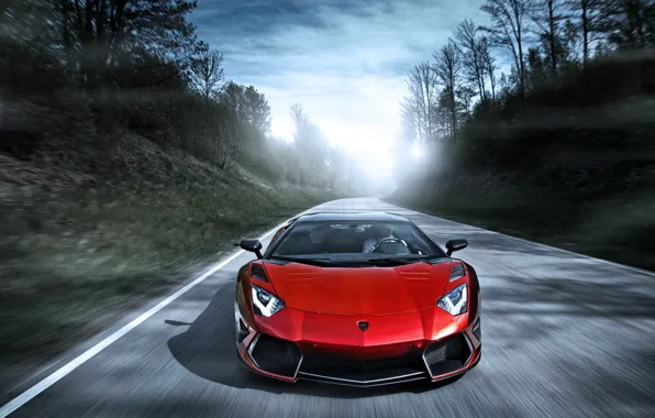 Картинка дорога, красный, скорость, Lamborghini, red, блик, ламборджини, LP700-4, Aventador, ламборгини, авентадор, Mansory, LB834