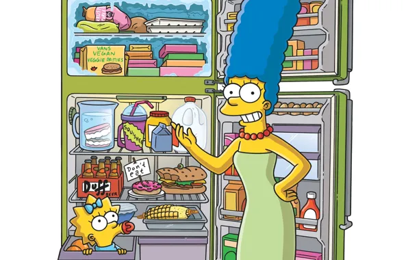 Картинка еда, холодильник, Мэгги, The Simpsons, Мардж