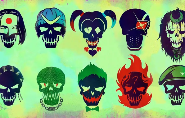 Картинка Slipknot, Joker, Diablo, Katana, Deadshot, Harley Quinn, Killer Croc, Boomerang, Enchantress, Suicide Squad, Отряд Самоубийц, …