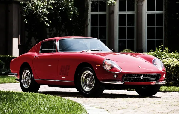 Картинка красный, Феррари, Ferrari, суперкар, GTB, передок, 1964, 275