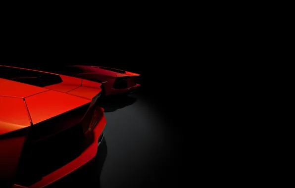 Картинка две, Lamborghini, Ламборджини, красные, red, задом, Ламборгини, LP700-4, Aventador, Авентадор