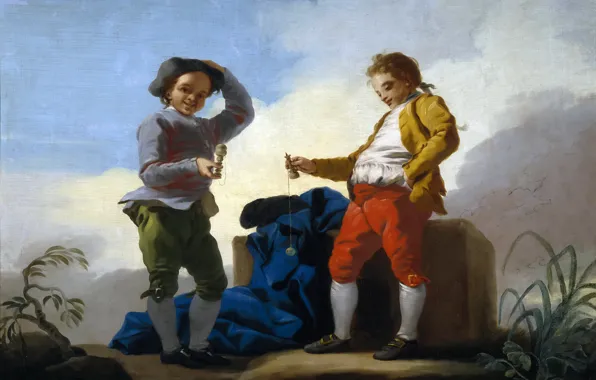 Картинка картина, жанровая, Jose del Castillo, Игра Мальчиков