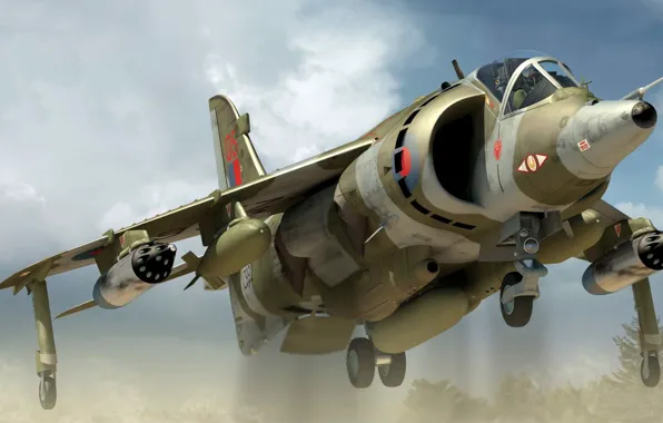 Картинка самолёт вертикального взлёта и посадки, Harrier GR3, Jump Jet