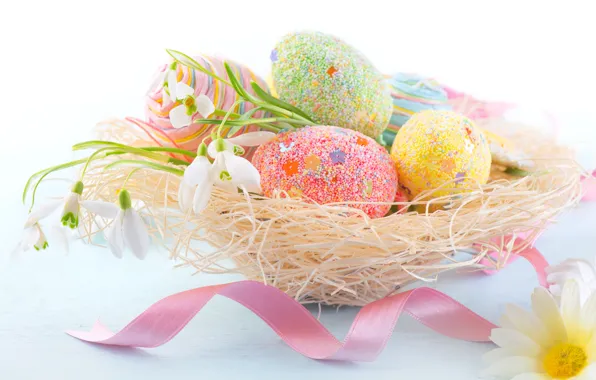 Картинка цветы, яйца, весна, Пасха, Easter, Holidays, Eggs
