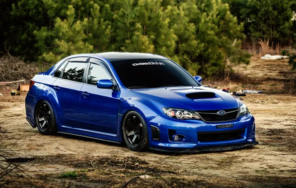 Картинка Subaru, Impreza, WRX, синяя, blue, Субару, Импреза, STi, frontside