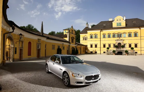Картинка Maserati, Quattroporte, Дом, Серебро, День