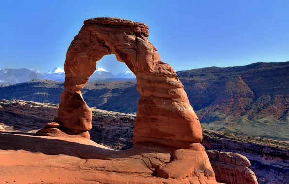 Картинка небо, горы, камни, скалы, арка, Юта, США, arches national park