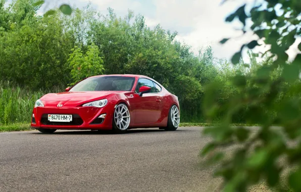 Картинка Red, Car, Nature, Sport, Summer, Road, FR-S, Scion