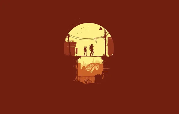 Картинка девушка, мост, минимализм, мужчина, The Last of Us, Naughty Dog, Одни из нас, Sony Computer …