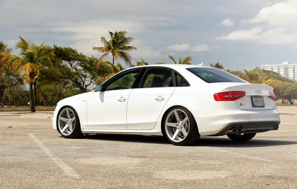 Картинка Audi, white, vossen wheels, rearside