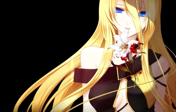 Картинка цветок, девушка, кровь, лилия, vocaloid, kagamine rin