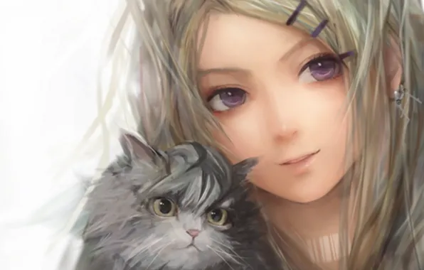 Картинка Girl, Anime, Cat, Kitten, Face, Anime And Fantasy