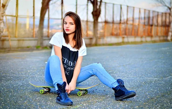 Картинка Girl, Skateboard, Model, Fashion, Portrait, Bulgaria, Ikoseomer, Cekim, Skate