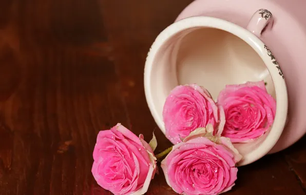 Картинка розовый, розы, ваза