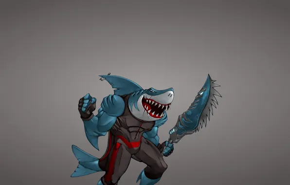 Картинка оружие, минимализм, рыба, акула, меч, мутант, shark, fish, крючок, зубастая
