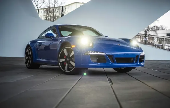 Картинка синий, 911, Porsche, Порше, передок, GTS, Club Coupe