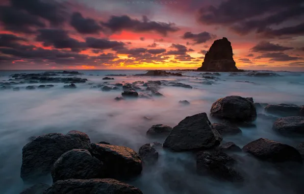 Картинка облака, закат, скалы, Виктория, Австралия, sunset, clouds, rocks, Australia, Victoria, Cape Schanck