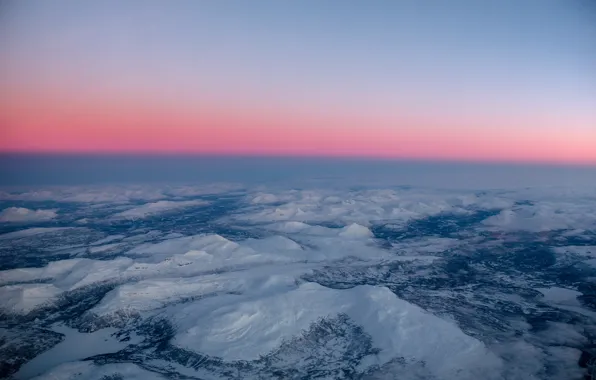 Картинка twilight, winter, mountains, snow, dusk