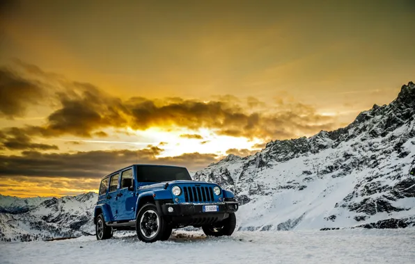 Картинка машина, авто, снег, горы, автомобиль, Jeep Wrangler Polar