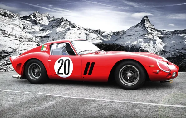 Картинка горы, феррари, классика, autowalls, Ferrari 250 GTO