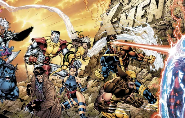 Картинка Wolverine, Marvel, Magneto, Beast, Colossus, Люди Икс