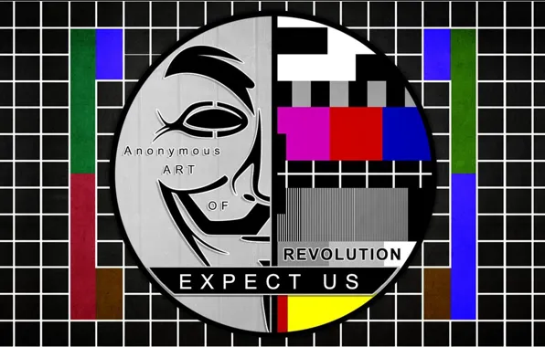 Картинка Art, Anonymous, Revolution, Test pattern, Expect us, Anonymous art