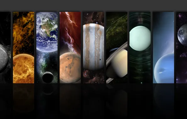 Картинка земля, планеты, марс, юпитер, нептун, сатурн, венера