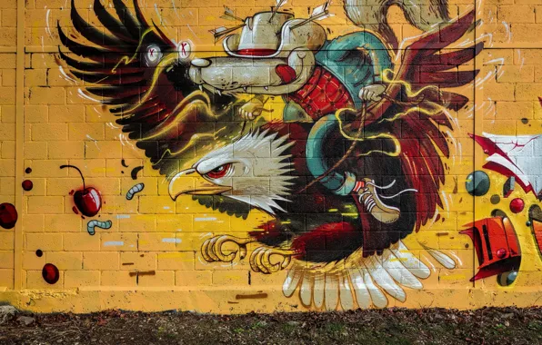 Картинка стена, орёл, графити