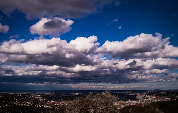 Картинка City, Clouds, Sky, Germany, Spring, View, Stuttgart