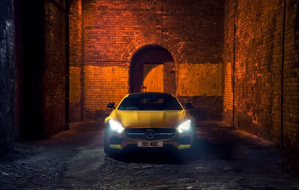 Картинка желтый, Mercedes, мерседес, AMG, амг, UK-spec, 2015, GT S, C190