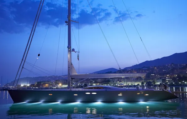 Картинка пристань, вечер, яхта, Spain, Ibiza, Ибица, luxury sailing yacht
