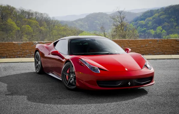 Картинка Красная, Феррари, Ferrari, Red, Car, 458, Italia