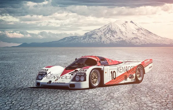 Картинка Porsche, Car, Race, Mountain, 962, Derek Bell, Salt Desert
