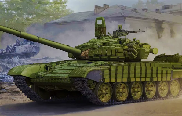 Картинка war, art, painting, tank, T-72