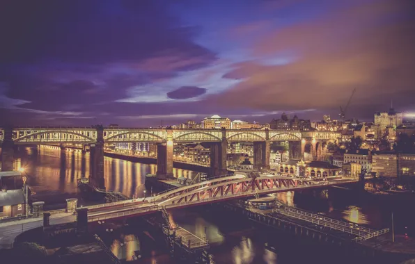 Картинка ночь, мост, city, photo, photographer, Newcastle, markus spiske