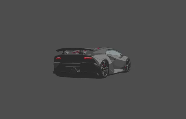Картинка Lamborghini, Car, Grey, Sesto Elemento, Rear, Minimalistic